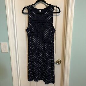 Navy Polka Dot Sleeveless Midi Dress